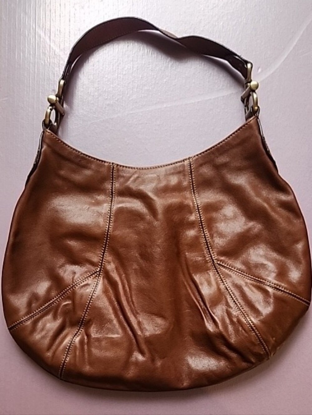 The Limited Classic Brown Leather Hobo Shoulder Bag